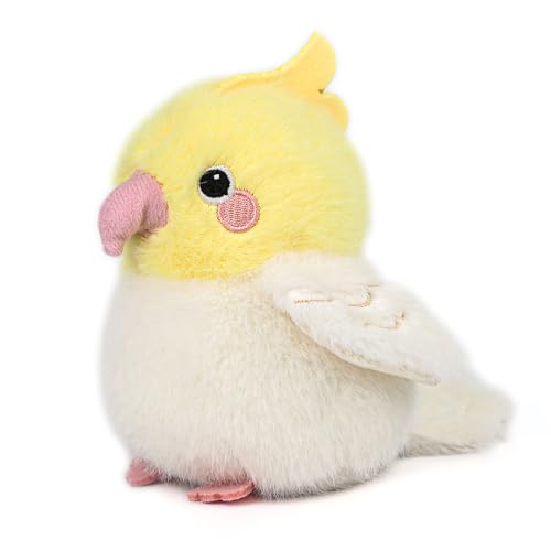 4.7 inches Cockatiel Plush Realistic Yellow Bird Stuffed Animal Cute Plush Toy Bird Bag Pendant Christmas Birthday Valentine's Day Gift for Friends Kids - color: Cockatiel