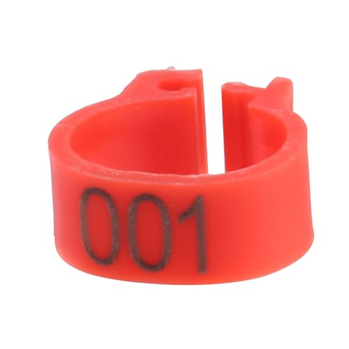 Chicken Leg Bands Duck Leg 100PCS Pigeon Bands Bird | 001 to 100 Numbered, Bird leg Bands, 8MM Diameter Pigeon Leg Ring, 5MM Height Reusable Marking Rings for Poultry (Red)