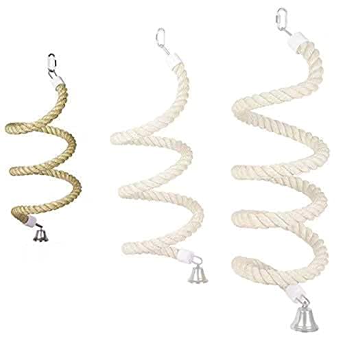 Bird Spiral Rope Perch, Bird Hemp Rope Swing Perch, Bird Cage Stand Pole Accessories, Bird Standing Climbing Toy for Parrot Parakeet Budgies Lovebirds Cockatiels (Large) - size: Large