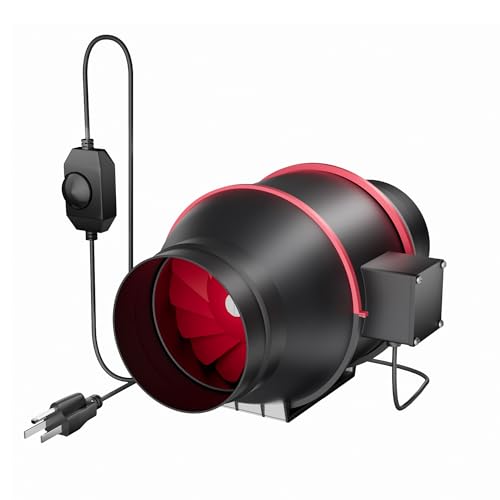 Inline Duct Fan 6 Inch 390 CFM with Variable Speed Controller | 6inch exhaust fan, Ventilation Exhaust Fan, Grow Tent, Hydroponics, Indoor Garden, Low Noise HVAC Vent Blower - size: 6 Inch Fan
