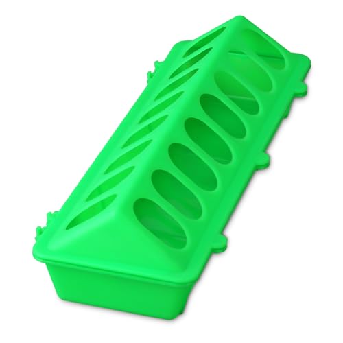 Flip Top Chick Feeder Trough, Plastic Bird Small Poultry Feeder | No Mess, No Waste Chicken Feeder for Small Chicks, Pigeons, Quails, Birds, Ducklings, Ideal for Using in a Brooder (Green) - color: Green