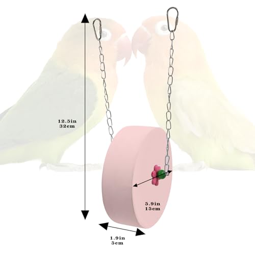 Bird Beak Grinding Stone – Large Blue Cylinder Parrot Chew Toy with Metal Hanging Chain – Cage Accessory for Macaws, African Greys, Cockatiels & Medium to Large Birds - color: pink