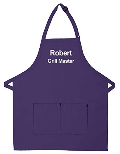 Made in the USA Personalized Embroidered Premium Adult Apron for Men Women Fathers Mothers Day Kitchen BBQ Grilling Gift - color: Purple, size: Standard