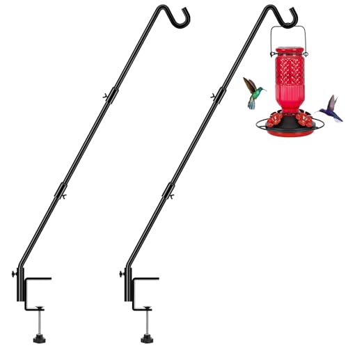 [Upgrade Version 2 Pack Bird Feeder Hanger Adjustable 43 Inch Deck Hooks for Railing 360 Degree Swivel Heavy Duty Hanging Hooks for Bird Feeders Wind Chimes - size: 43 Inch