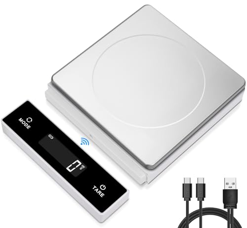 THINKSCALE Digital Kitchen Scale, 11lb/5kg, Wireless Detachable Display | Magnetic Pull-Out, USB-C Rechargeable, 1g/0.01oz, Tare, 6 Units, Stainless Steel, for Baking, Cooking, Keto & Meal Prep - color: Luminary Stainless Steel