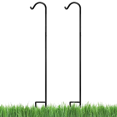 Ashman Black Shepherd Hook 92 Inch (Pack of 2), 1/2-Inch Thick, Solid Metal Single Piece Hook, Super Strong, Rust Resistant, Hanging Plant Baskets, Lanterns, Heavy Bird Feeders & More. - size: 2 Pack