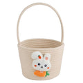 FOIMAS Easter Egg Basket,Easter Bunny Woven Basket for Boys Girls Easter Egg Hunts Game Party Gifts Home School Yard Garden White