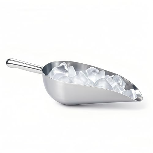 Heavy-Duty Cast Aluminum Kitchen Scoop - Rust-Proof, Ergonomic S-Handle Ice Cube Endurance Scoopfor Ice, Candy, Popcorn, Coffee Beans, Flour & Pet Food - Commercial-Grade Durable Design (M（12oz）) - size: M（12oz）