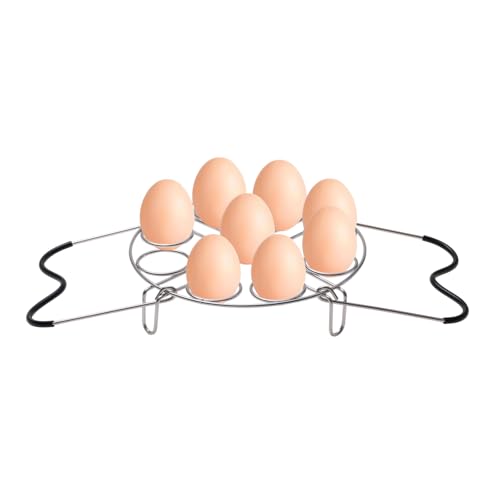 19.5cm Silver Egg Steamer Rack, Heat Resistant Silicone Handle | 19.5cm/7.68inch Steamer Rack Trivet for Instant Pot Accessories Stainless Steel Egg Assit fit, Kitchen Steam Rack Cook 9 Eggs - color: Egg Steamer Rack Trivet