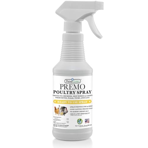 Premo Guard Natural Poultry Spray – Kills Scaly Leg Mites, Fleas, & Lice | Treats Chicken, Duck, Geese Pests, Spray Directly on Birds and Coops, Natural Plant Based Oils, Control & Prevention - size: 16 oz