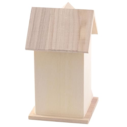 Make Market 7.5" Wooden Townhouse Birdhouse - Unfinished Birdhouse Made of 100% Wood, Outdoor Nesting Boxes - Bulk 8 Pack