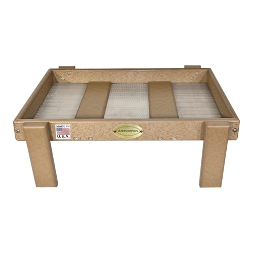 DutchCrafters Recycled Plastic Platform Ground Bird Feeder Tray Made in America (Weathered Wood with Reinforced Mesh Floor),12Wx18Lx6H - color: Weathered Wood with Reinforcement