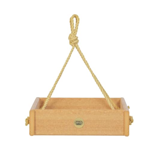 Birds Choice SCHPF100 Hanging Tray Bird Feeder, Spruce Creek Collection, Recycled Plastic,Natural Teak | Recycled Plastic Platform, Open Design Welcomes a Variety of Wild Birds, Easy to Fill and Clean - color: Natural Teak