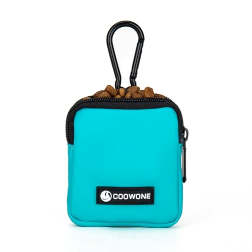 Dog Treat Pouch Pocket Sized Pet Puppy Training Pouch for Dog Training Behavior Aids, Waterproof Nylon Fabric Dog Poop Bag Holder, Hands Free Dog Walking Bag with Metal Carabiner(Lake Green) - color: Lake Green