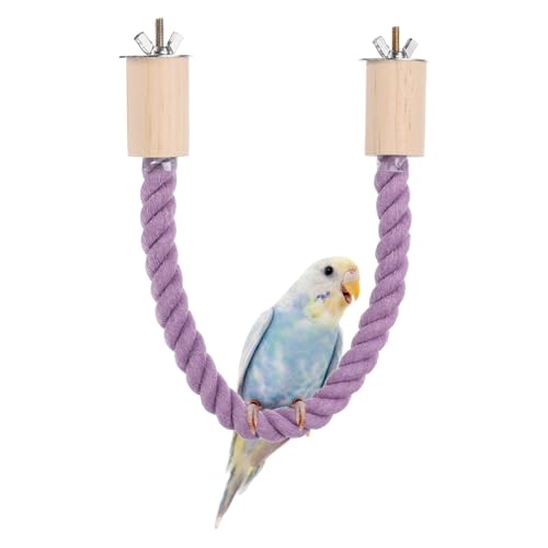 Bird Rope Perch Swing, Stand Rope Perch Standing Pole Accessory Climbing Swing Paw Grinding 15 Inch, (Purple) Intended for Parrot/Parakeet/Budgies/Cockatiels/Lovebirds - color: Purple, size: 15 Inch