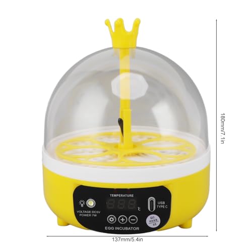 Luqeeg Mini Egg Incubator, Temperature Control Digital Incubators, 4 Eggs Candler Poultry Hatching Machine Eggs Poultry Hatching Machine for Chickens Ducks Pigeons (Auto Turning)