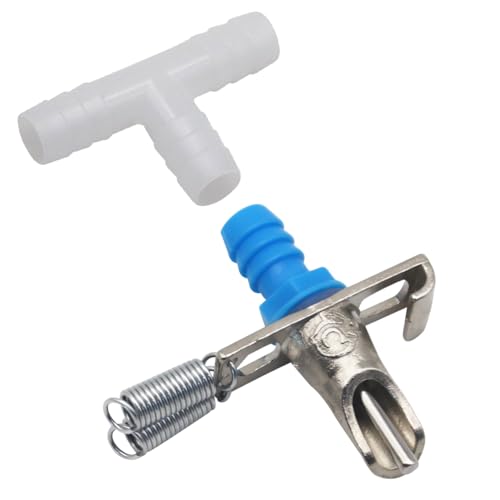 50PCS Rabbit Nipple Waterer Automatic Drinking System | with Spring & T-Tubing for Rabbits, Guinea Pig, Rat, Mouse and Rodent, Wire Cage Compatible, 5/16" ID (Blue)