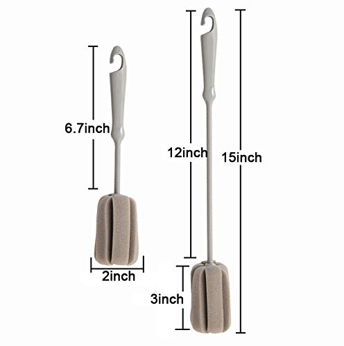 Brush Bottle 2 Pack 1 Long 1 Short Cleaning Brush 2pcs Traceless Hook | Wine Glass Sponge Brush