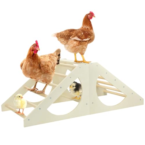 Chicken Roosting Bar Solid Wood Roosting Ladder Poultry Perch Stand Jungle Gym for Backyards Chicken Coops Farms Chicken Toy for Chicks Hens Roosters Large Birds Parrots Macaws L - size: Large