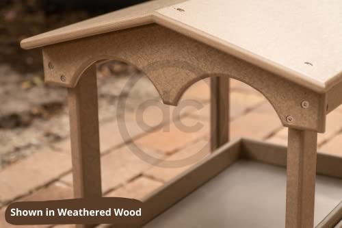 DutchCrafters Recycled Plastic Poly Large Raised Platform Covered Ground Fly Through Bird Feeder with Removable Seed Tray for Outdoors - USA Amish Made (Cherrywood) - color: Cherrywood
