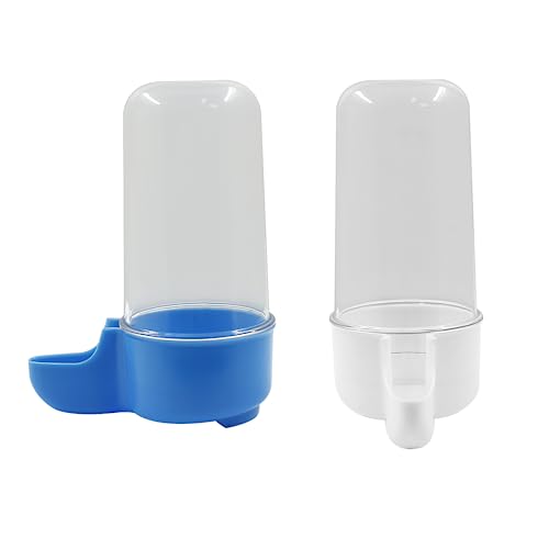 Uenhoy 4 Pcs Plastic Bird Feeder, 200ml/6.76 fl oz, For Parrots, Cockatiels, Budgies, Mice, Hamsters | Gravity Flow Auto Refill, Non-Toxic Plastic Safe, Holds 4-5 Days Supply, Narrow Mouth Fits Cage, For Parrot Budgie Lovebird - size: 200ml, 4pcs