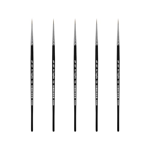 XDT#725 Micro Detail Artist Pin Point Painting Brush Set of 5 Piece #00000 Brushes Set, Acrylic Watercolor Oil, Fine Detailing Painting, Art, Scale Models, Easy Grip Handles. - size: 5Pcs #00000