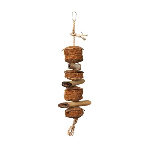 Prevue Pet Products Naturals Coco & Bamboo Bird Toy | Accessories for Parakeets, Conures, Cockatiels, Budgies, and Small to Medium Birds, Hanging Cage Toy for Chewing
