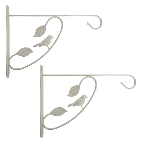 Bird Scroll Metal Wall Bracket for Hanging Accessories and Flowerpots Suitable for Indoor & Outdoor Use, White Set of 2 - color: White, size: Bird Scroll
