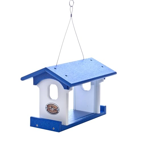 Poly Bluebird Feeder Durable Hanging Weather-Resistant Mealworm and Wild Bird Feeder Outdoor Feeder for Blue Birds Easy Fill-Clean Design Handcrafted in the USA (Blue-White) - color: Blue-White