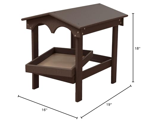 DutchCrafters Recycled Plastic Poly Large Raised Platform Covered Ground Fly Through Bird Feeder with Removable Seed Tray for Outdoors - USA Amish Made (Milwaukee Brown) - color: Milwaukee Brown