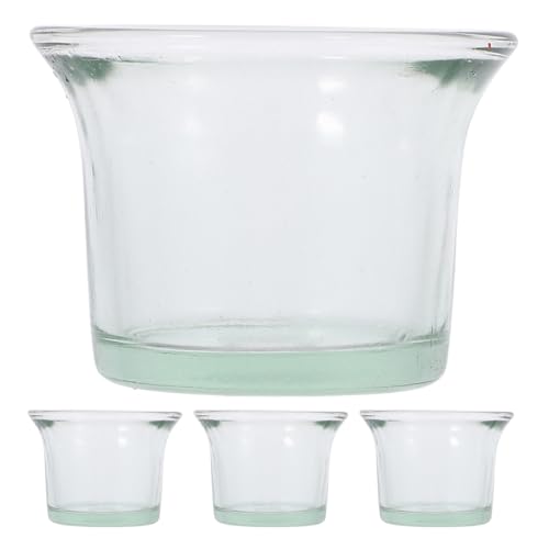 BESPORTBLE 4 Pack Oriole Feeder Replacement Cups Glass Bird Feeder Bowls for Outdoor Hanging Weather-Resistant Hanging Glass Bird Cups for Garden Patio Balcony 2.48 X 1.77 X 1.77 in