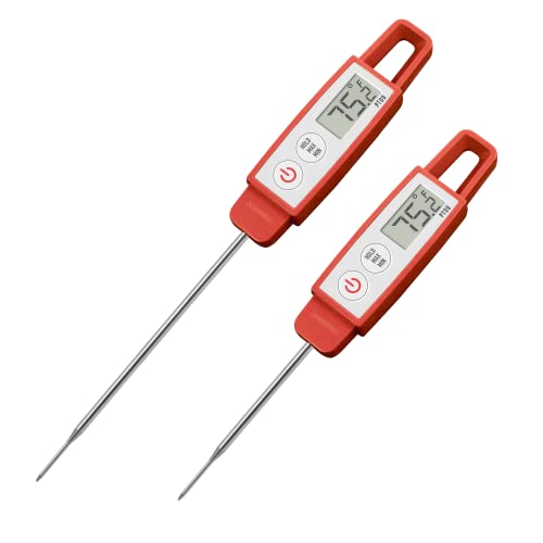 Lavatools PT09 Combo Pack Super-Quick Commercial Grade Digital Thermometer for Cooking, Meat, Candy, Candle, Liquid, Oil, 4.5" & 3" Probe, Splash Proof, °C/°F Toggle, Hold Function - Sambal - color: Sambal, size: Combo Pack