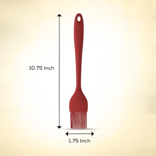 Mrs. Anderson’s Baking Silicone Basting Brush, Non-Stick, Heat Safe, Shed-Proof Bristles, Red, 1.75-Inches, For Butter, Egg Wash, Glaze, And Baking Prep - color: Red, size: 10.75-Inch, Brush
