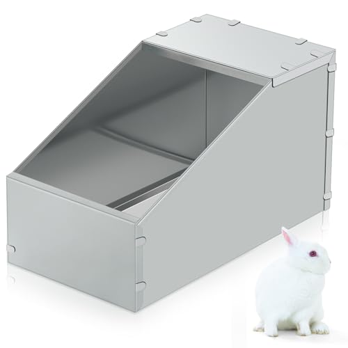Maxcheck 1 Pcs Galvanized Metal Rabbit Nesting Box Bunny Small Animal Nest with Removable Acrylic Floor Durable Easy to Clean for Indoor Outdoor Use Rabbit Supplies (18.5 * 10.6 * 10 Inch) - size: 18.5"L x 10.6"W x 10.0"H