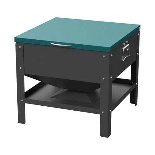 Automatic Metal Chicken Feeder,80lb Large Capacity Portable Gravity Chicken Feeder Box with Weatherproof Lid, No Waste Poultry Feeder for Geese, Ducks(Green Lid) - color: Green Lid