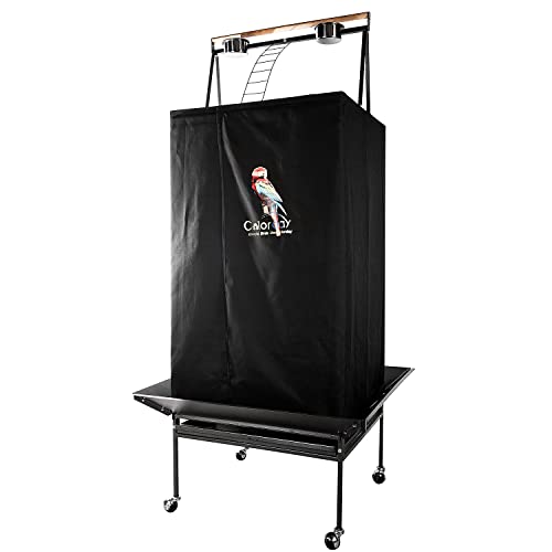 Colorday Good Night Bird Cage Cover for Large Bird Cage with Play Top (Patented), Black 68" - color: Black, size: 24.0"L x 22.0"W x 68.0"H