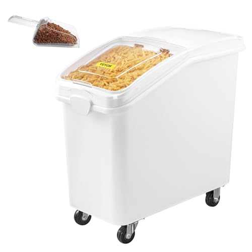 VEVOR 27 Gallon food storage containers 500 Cup Ingredient Bin with Scoop and Sliding Lid Commercial Food Container Ideal for rice storage, dog food container, flour, and sugar containers, White - size: 27 Gallon