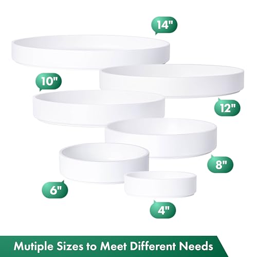 Phoenix Vine 14 Inch Plastic Plant Saucer Water Drip Tray, Heavy Sturdy Round Plant Drainage Tray for Indoors Outdoor, Matte White, 21-TY-14W-1 - size: 14"