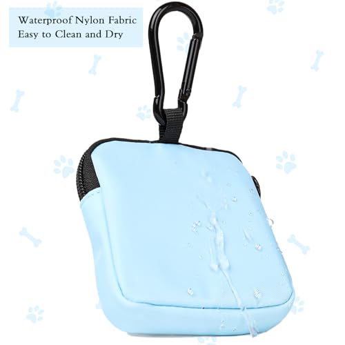 Dog Treat Pouch Pocket Sized Pet Puppy Training Pouch for Dog Training Behavior Aids, Waterproof Nylon Fabric Dog Poop Bag Holder, Hands Free Dog Walking Bag with Metal Carabiner (Blue) - color: Blue