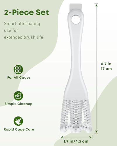 Pawfly 2 Pcs Bird Cage Cleaner Brush, 2-in-1 Bird Cage Cleaning Brush, Bird Poop Remover for Perches, Kennels & Small Animal Cages, Bird Cage Accessories, Bird Droppings Removal Brush - color: Green