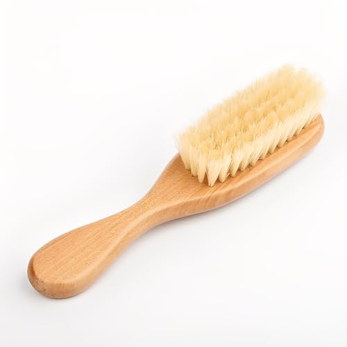 Cosowe Wood Clean Brush, Laundry Stain Brush with Handle and Soft Boar Bristles, Cleaning Brushes for Household Use, Natural Beech Wood Bath Massage Brush, Portable