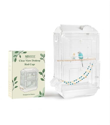 Clear View Bird Cage, Indoor & Travel Small Birdcage for Parakeet, Parrot, Budgies, Cockatiels, Canary |Easy Clean Safe Materials (White-Z2) - color: White-Z2