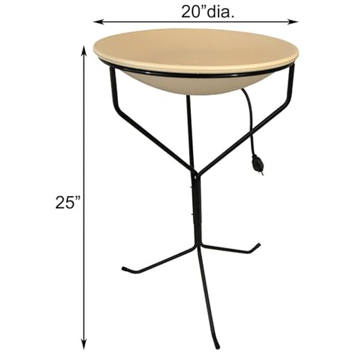 BestNest Heated Bird Bath with Metal Stand and 25' Lock-N-Dry Cord – 20" Diameter, Thermostatically Controlled Heater for Winter Use, Outdoor Bird Bath with Safe Power Connection