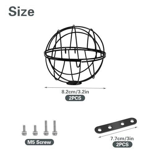 2 Pack Metal Suet Ball Holders with Metal Perch Extender, Compatible with BirdBuddy Smart Feeders & Others with Ready 5 mm Screw Hole, Bird Feeder Accessories
