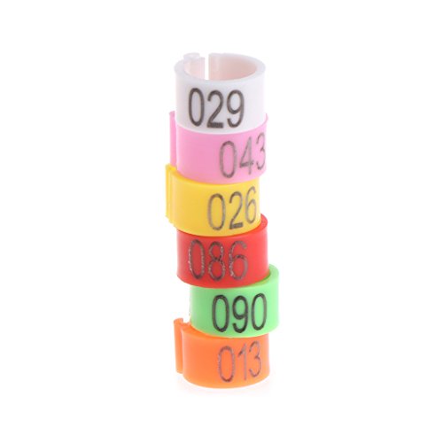 100-Pack 8mm Bird Leg Bands With Numbers Pigeons Foot Bands Clip Rings For Chicken For Quail Poultry Parrot Toys African Grey For Small Parrots For Large Birds Conure Macaw Parrot Toys Parts, White