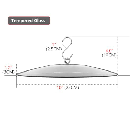 10" Small Glass Rain Cover for Bird Feeder, Red Weather Guard Dome Shield | Stainless Hooks & Shatterproof Squirrel Baffle Protective for Hook Hanging Outdoors, Wild Bird House Protector, Dia. 20cm - color: Red, size: 1PC/Pack