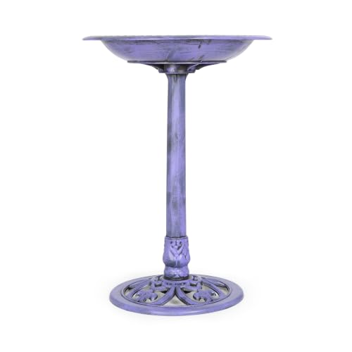 Backyard Expressions Outdoor Garden Bird Bath - Lilac Purple - Weather Resistant Polyresin - 27 Inch - color: Lilac Purple