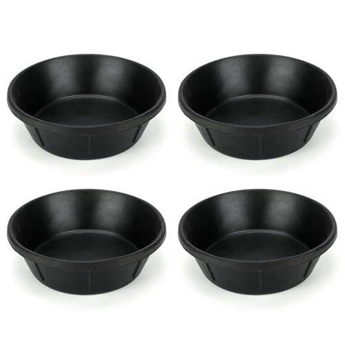 4 Pack Rubber Feed Pan, Horse Feed Pan, 8 Quart / 2 Gallon Bowl | 14.56 x 4.53 in Rubber Bowl, 4 Pack, Feed or Water Use, Chicken Dust Bath Tub, Heavy Duty Rubber, Stackable, Easy Rinse - color: Black-8Quart, size: 4PCS