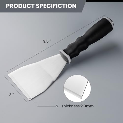 Mister Rui 2 Pack 3" Bent Heavy Duty Scraper, Hammer End with Pole Socket | Heavy-duty bent scraper set, 2pc. 3" blade for paint removal and surface repair. Hammer end, pole socket for extension pole - color: Gray-2 Pack