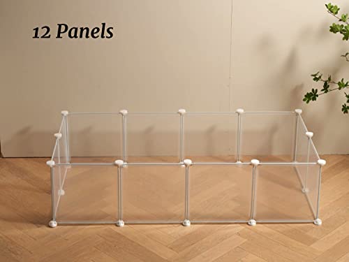 LURIVA Transparent Clear Small Animal Playpen, Guinea Pig Cages, Puppy Dog Playpen, Pet Playpen, Rabbit Bunny Indoor Fence Pen Enclosure, White Clear Plastic Playpen,12X12 Inch, 12Panels